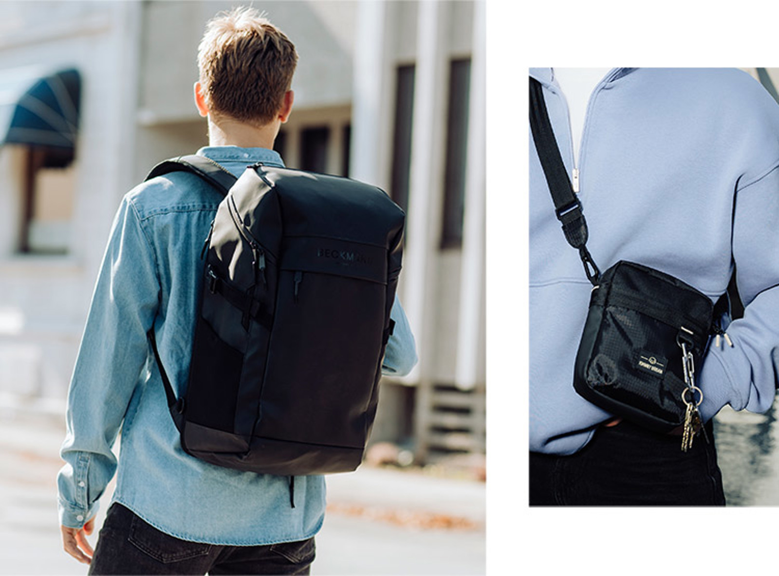 Beckmann Street FLX rygsæk og Johnny Urban Jayden crossbody. Få inspiration til gaver til konfirmanden på neye.dk