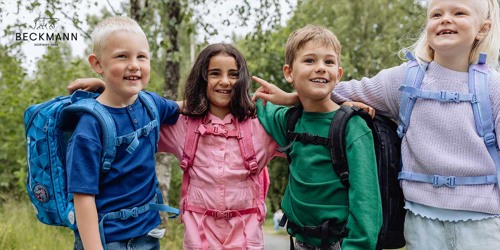 Piger og drenge med Beckmann skoletasker. Stort udvalg af Beckmann på neye.dk
