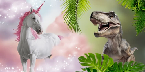 Unicorn og dinosaur. Oplev Ergobags fantasifulde designs på skoletasker og tilbehør til skoledagen på neye.dk