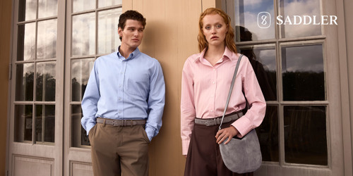 Två personer med väska och bälte från Saddler. Brett utbud på neye.se