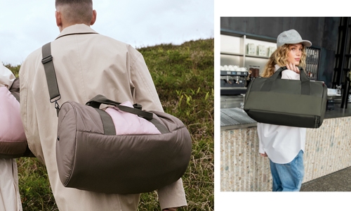Dame og mand med rejsetasker. Stort udvalg af weekendtasker og rejsetasker på neye.dk